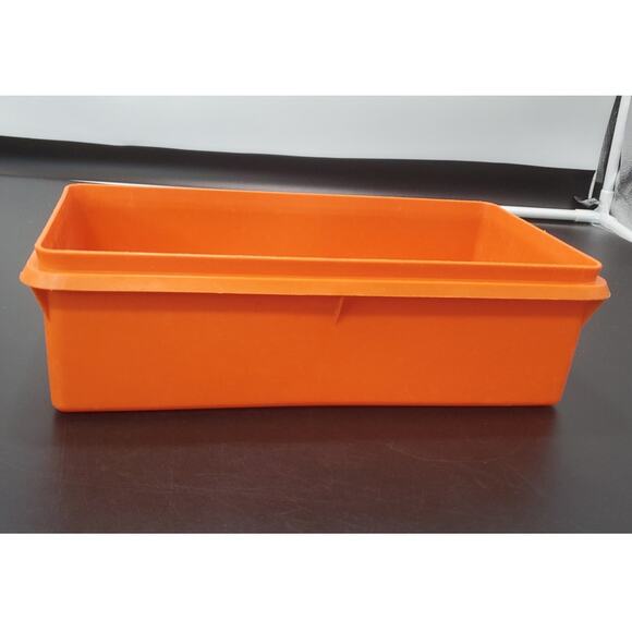 Vintage Tupperware #677 Rectangle Cracker Keeper Container Orange **NO LID** - Picture 2 of 4